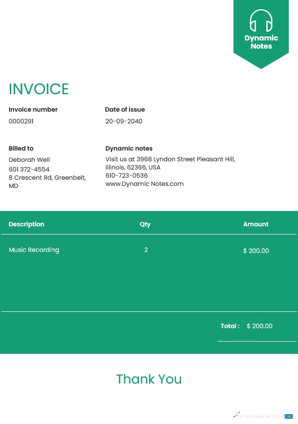 Download Music Production Invoice Template Photoshop template